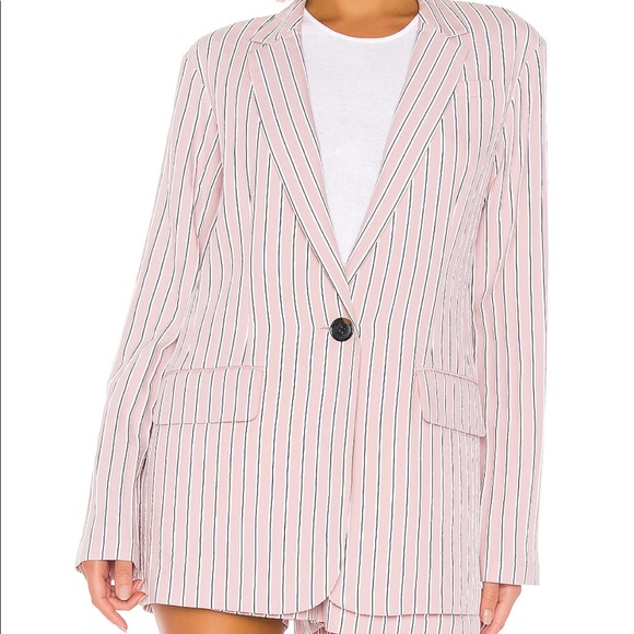 Tibi Twill Oversized Blazer in Dusty Pink - Picture 3 of 6